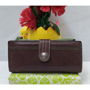 Fossil Brown Leather Credit Card ID Window Bifold Wallet